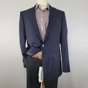 Calvin‎ Klein Men's Sport Coat Blazer Two Button Navy Wool Blend XSLIM 44L NWOT